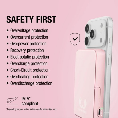 Fresh 'n Rebel Draadloze Powerbank 10000mAh Geschikt voor MagSafe roze