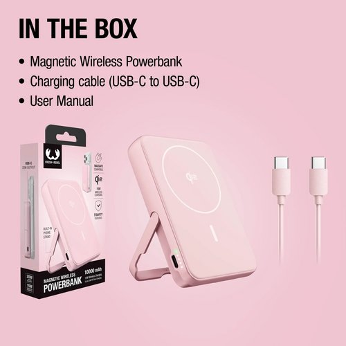 Fresh 'n Rebel Draadloze Powerbank 10000mAh Geschikt voor MagSafe roze