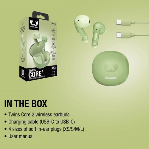 Fresh 'n Rebel Twins Core 2 Oordopjes lichtgroen