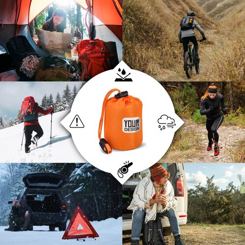 Outdoor Survival 2-in-1 thermische poncho oranje