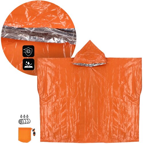 Outdoor Survival 2-in-1 thermische poncho oranje