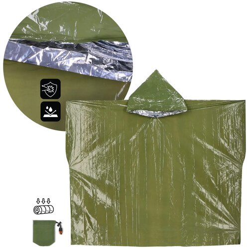 Outdoor Survival 2-in-1 thermische poncho dried green